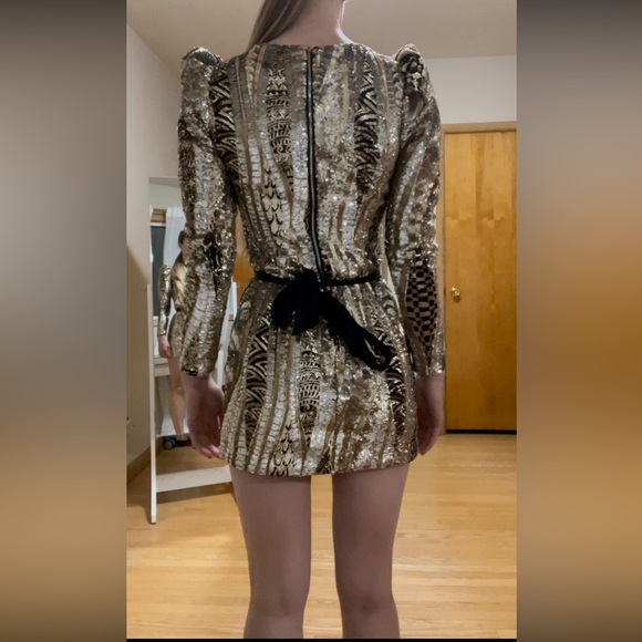 Gold Sequin Marciano Dress - Picture 13 of 16